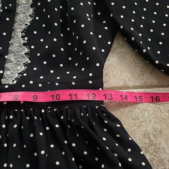 Brooks Brothers Lace-Trimmed Polka-Dot Satin Dress - Picture 13 of 16